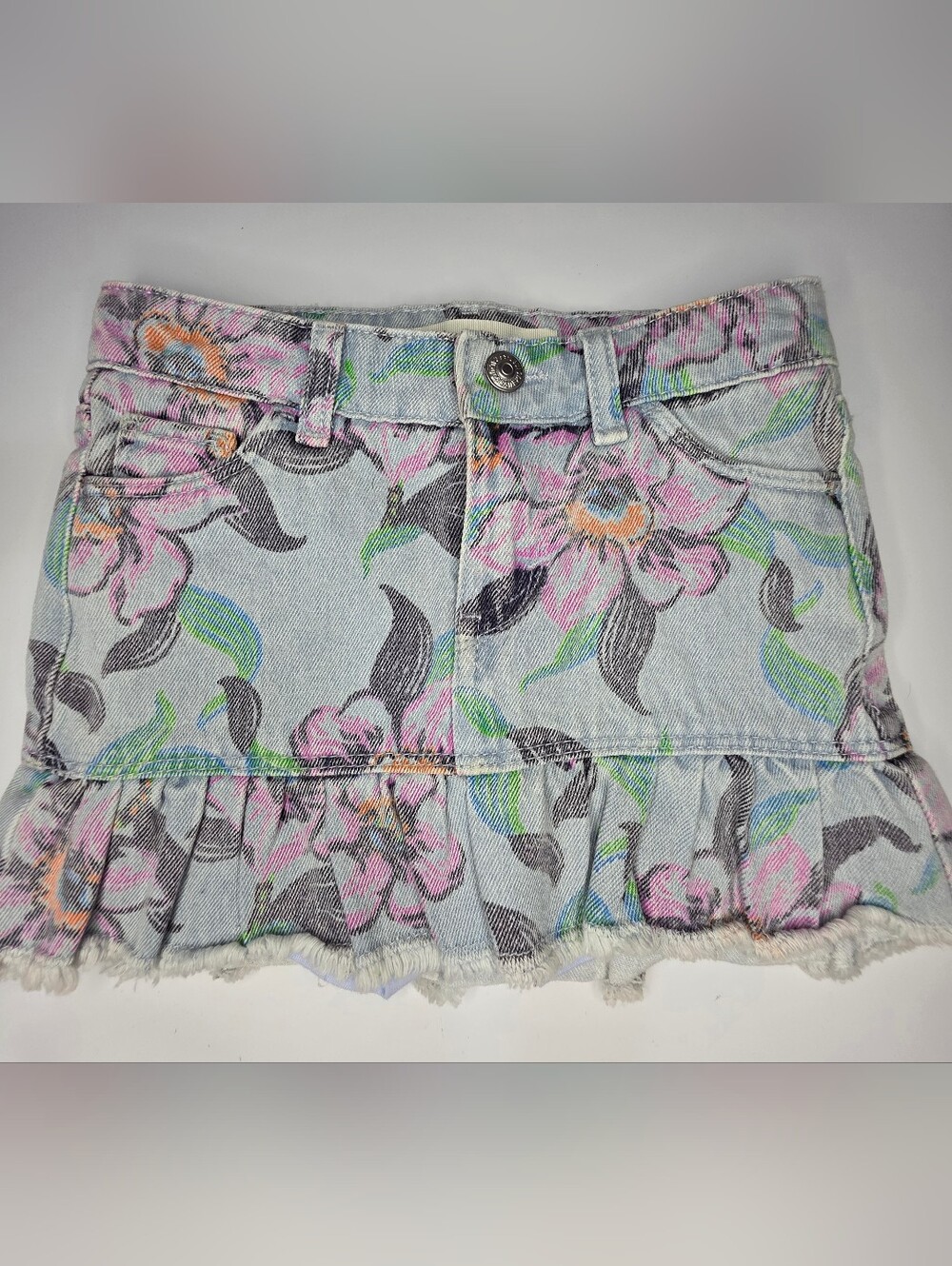 Levi's Pastel Floral Denim Skirt Scooter - Pink, Light Blue & Green